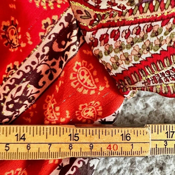 Westport 1962 Dress Womens 4 Scarf Hem Gold Metallic Thread Boho Midi - Picture 3 of 16